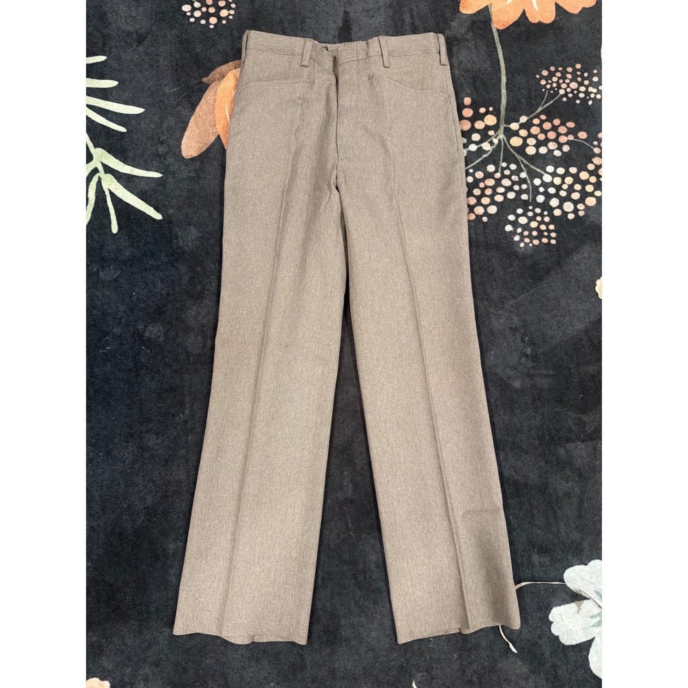 Mens Taupe Heather Flat Front Straight Leg Dress Pants Trousers Business Slacks